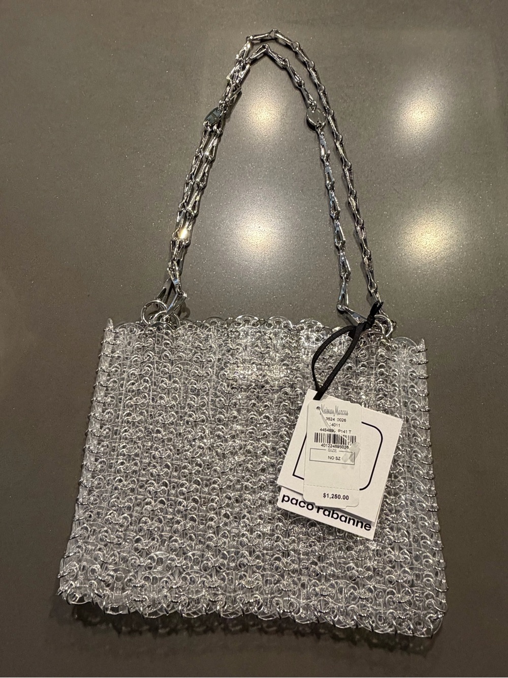 NWT Paco Rabanne Metallic Silver and Clear Chainmail Shoulder Bag